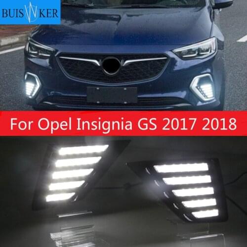 2PCS Flowing Turn Yellow Signal Function 12V Car DRL Lamp LED Daytime Running Light For Opel Insignia GS 2017 2018