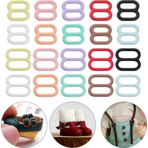 20Pcs 6mm/8mm Mini Button Candy Color Tri-glide Belt Buckle Ultra-small Doll Bags Shoes Clothes Buckles DIY Doll Accessories