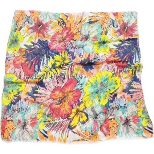 2021 Women Floral Printed Pattern Blossom pattern Cotton Scarf Shawls Wraps Hijabs 10pcs/lot