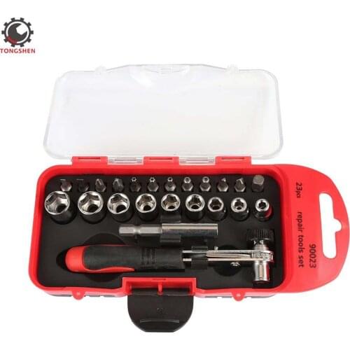 23pcs Multi-Functional Ratchet Screwdriver Socket Bits Mini Ratcheting Screwdriver Set With CRV Bits Sockets Extension bar