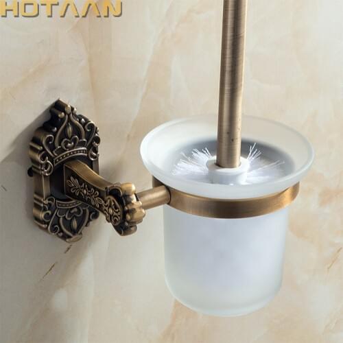 Antique Brass Color Wall Mounted Solid Aluminium Made Anti-Rust Toilet Brush Holder For Bathroom Accessories Set Bath Products