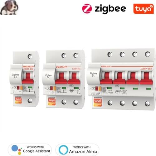 1/2/4P Din Rail Circuit Breaker Smart Timer Switch Relay Remote Control By Tuya APP Smart Home Compatiable With Alexa Google