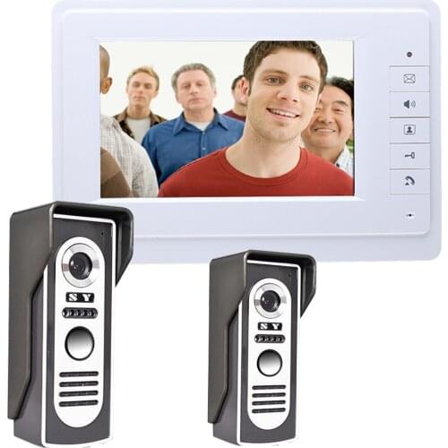 Free Shipping!MOUNTAINONE 7inch Color LCD Video Door Phone Doorbell Intercom Kit 2-camera 1-monitor Night Vision