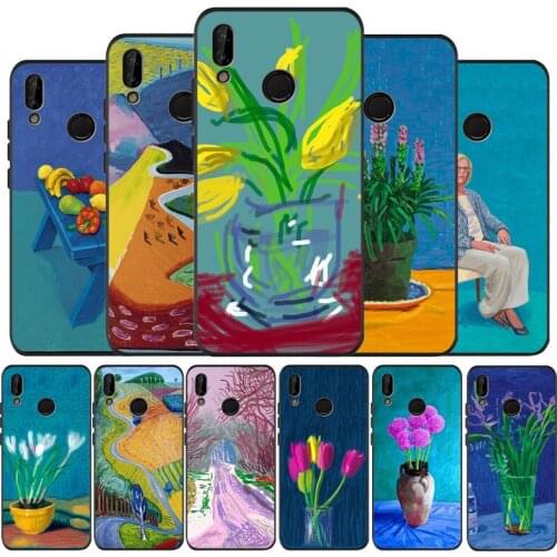 David Hockney oil painting black Silicone soft Phone Case for huawei P40 P30 P20 P10 Pro P9 Lite Psmart 2019 Y6 Y9 cover