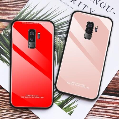 Tempered Glass Case For Samsung Galaxy S9 S8 Plus S 9 8 Plus 9Plus 8Plus Solid Color Fashion Shell For Samsun Cover Fundas Capa