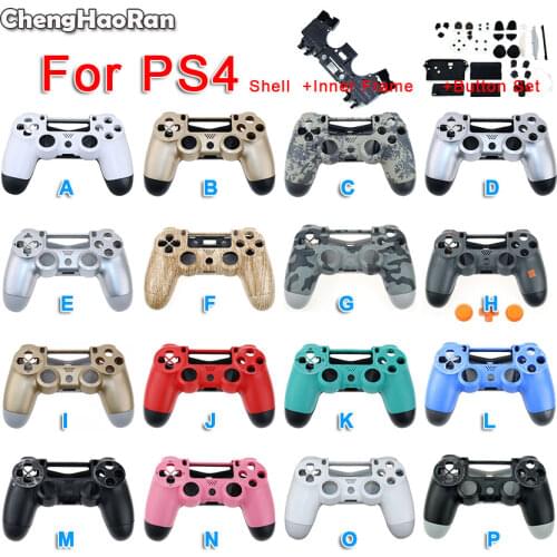 ChengHaoRan Plastic Housing Shell for Sony Playstation 4 PS4 V1 JDM-001 JDM-011 Controller Case Cover w/Inner Frame Button Set