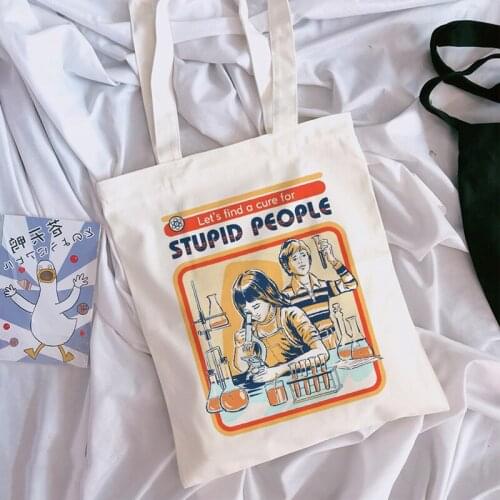 Lets Find a Good Place for Stupid People Devils Letters Are Printed on Womens Shoulders Canvas Bag Women Shoulder Canvas Bag