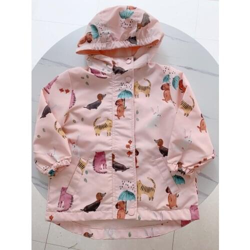 Children / kids / girls spring/autumn jacket with fleece lining, windbreaker with cute rabbit print
