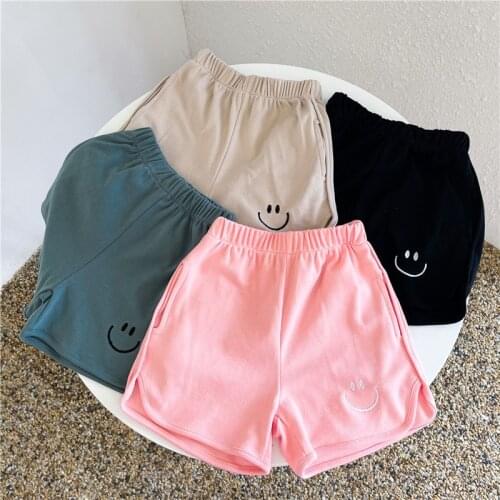 Kids Shorts Pants 2021 New Summer Baby Girls Boys Casual Loose Sport Shorts Cotton Soft Smiley Shorts for Children Baby Clothes