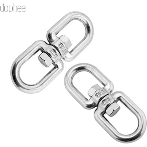 Dophee 1/2pcs Double Ended Swivel Eye Hook 304 Stainless Steel Eye to Eye Swivel Shackle Ring Connector
