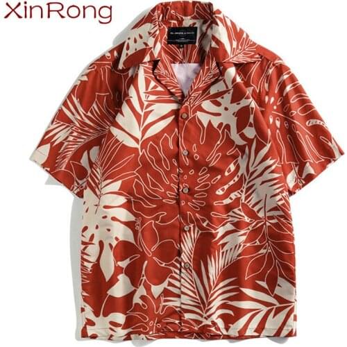 Hawaiian fashion mens shirt art 2021 summer new casual printing beach loose cool quick-drying short-sleeved young mens shirt
