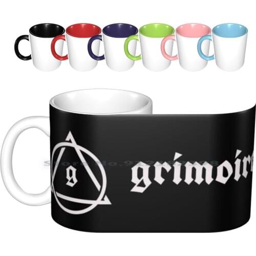 Grimoire Logo Ceramic Mugs Coffee Cups Milk Tea Mug World Of Guild Grimoire Creative Trending Vintage Gift Bottle Cup