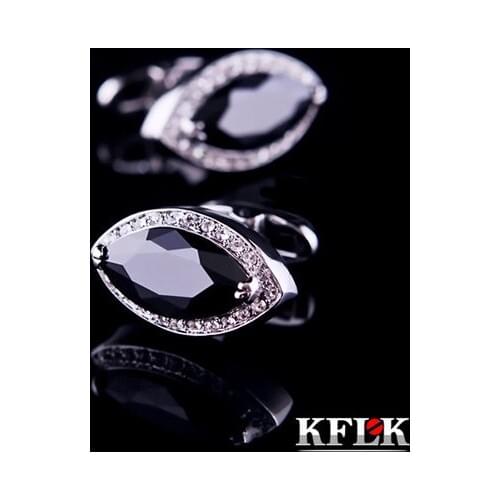 KFLK Luxury 2020 shirt cufflink for mens Black Brand cuff button Crystal cuff links High Quality Black abotoadura Jewelry