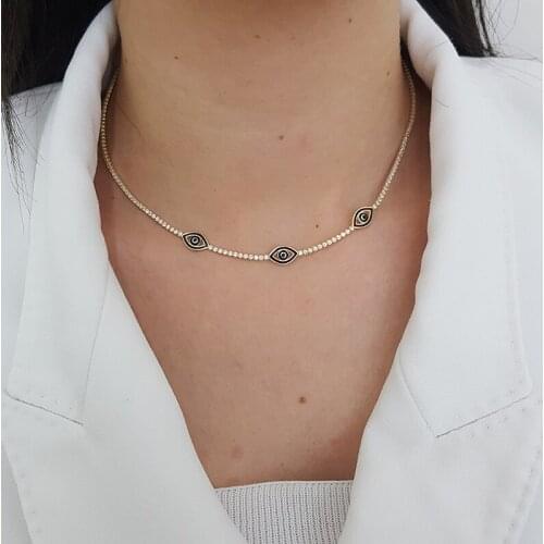 New Fashion Waterway Choker 925 Silver Evil Eye Good Luck Necklace For Women Trendy Super Luxury Turkish Fine Jewelry