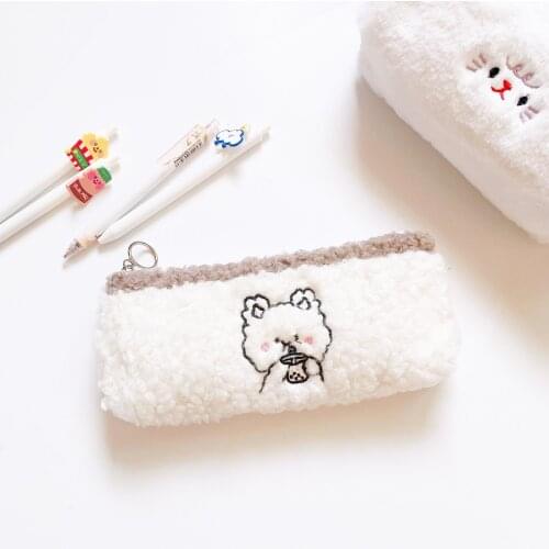 Korea Kawaii Stationery Plush Pencil Case Quality School Supplies School Pencilcases Cute Pencil Case