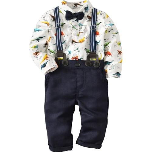 Childrens Clothing Suit Foreign Trade European and American Boys Clothing Back Belt Pants Bow Tie Gentlemans Three-piece Suit