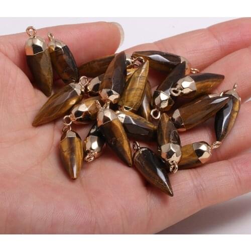 New Natural Stone Pendant Irregular Tiger Eye Stones Faceted Pendant Necklace For DIY Jewelry Best Birthday Gift Size 13x26mm