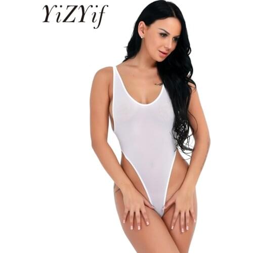 YiZYiF Thong Leotard Sexy Bodysuit Backless Thong Women Sleeveless See-through Borat Bodysuit Summer Beach Body Thong Lingerie