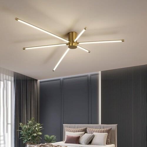 Minimalist restaurant Led chandelier creative strip art dining room lamp modern designer bedroom room lamp