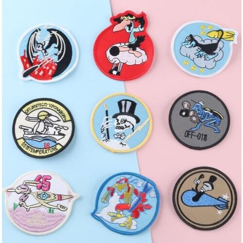 Cartoon ostrich Patches on Clothes Punk Magician Skeleton patch Clothing Patches DIY iron on Embroidered Sew-on applique