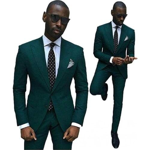 Mens Green Suit Men Suits with Pants Slim Fit Wedding Suits for Men 2 Pieces Groom Tuxedos Best Man Blazer 2pieces Plus Size