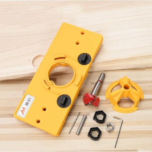 Concealed 35MM Cup Style Hinge Jig Boring Hole Drill Guide + Forstner Bit Wood Cutter Carpenter Woodworking DIY Tool