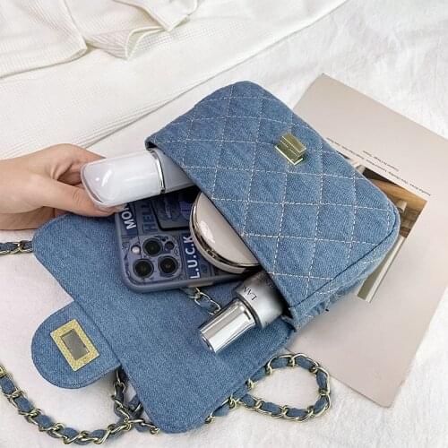 Quilted Chain Shoulder Bags for Women Small Square Crossbody Bags Ladies Diamond Lattice Handbags Lattice Designer Messenger Bag