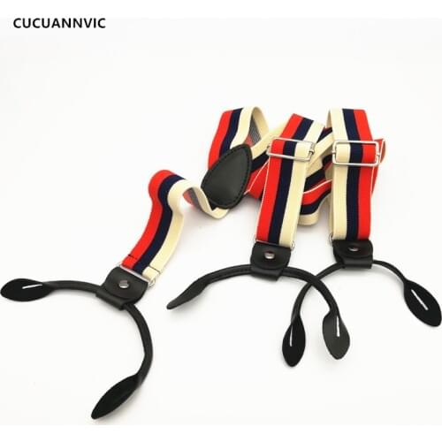 Suspenders women Fashion three color stitching suspenders men 3cm Wild lady decorative Pants button braces