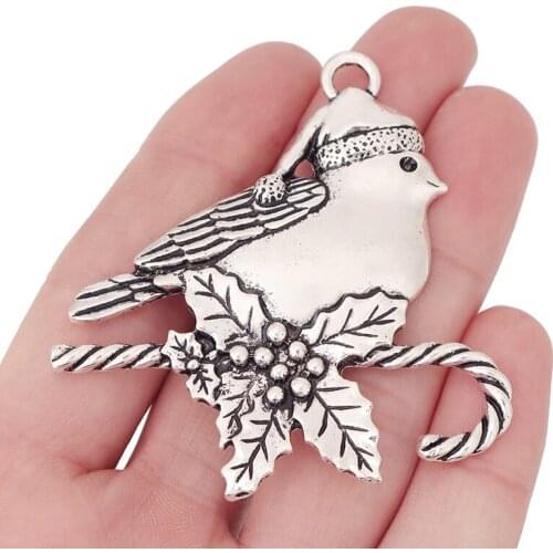 3 x Tibetan Silver Large Lucky Bird Charms Pendants for DIY Necklace Jewelry Making Accessories 62x59mm