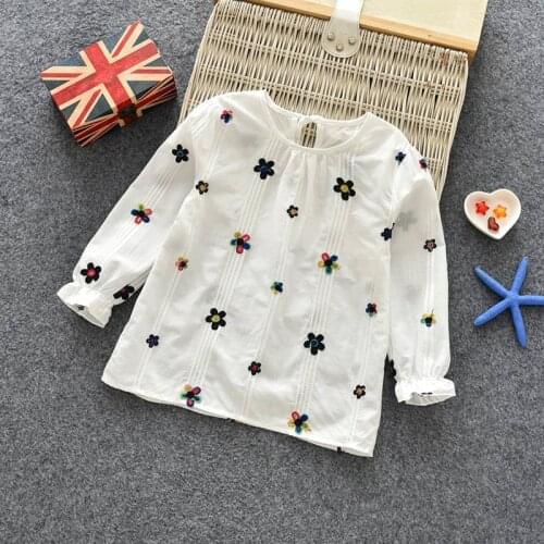 Casual Girls Autumn Spring Floral Cotton T-shirt Children Clothes Baby Long Sleeve Tops Tees Blouse