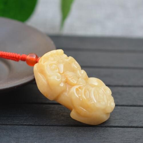 Drop Shipping Yellow Pixiu Pendant Necklace Natural Stones For Men&Women Amulet lucky Chain Accessories Fashion Jades Jewelry