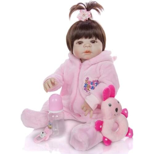 KEIUMI New Winter Alive Reborn Baby Girl Doll Full Silicone Vinyl Body Realistic Boneca Reborn 23 Inch For Childrens Day Gifts