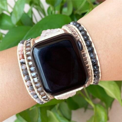 Watch Strap Accessories Bracelet for Apple Watch Straps Natural Stone Leather Bracelet Labradorite Bracelet Jewelry Wholesale