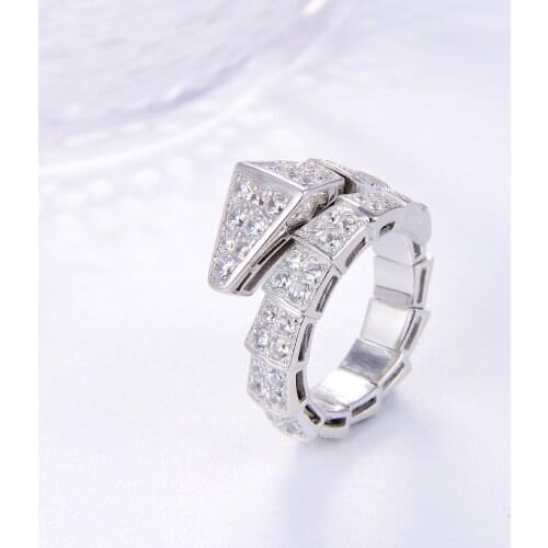 S925 Silver Serpentine ring inlaid with Zircon Fashion retro temperament personality classic full body ring For Women