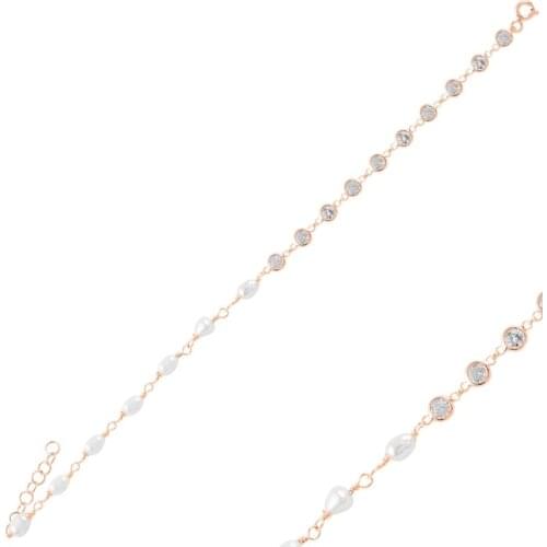 Silver 925 Sterling Pearl & Zircon Crystal Bracelet