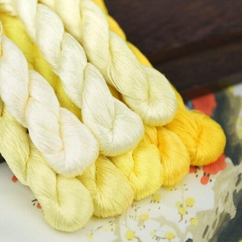 1pcs/400m silk embroidery thread / 100% silk thread /hand embroidery embroider cross stitch/Lemon yellow/8 pure colors