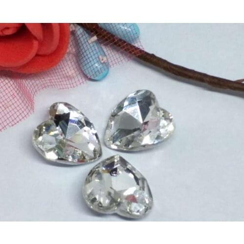 White Heart Crystal Glass Sewing Pointback Rhinestones DIY Wedding Dress 8mm 10mm 12mm 14mm 16mm 18mm 27mm