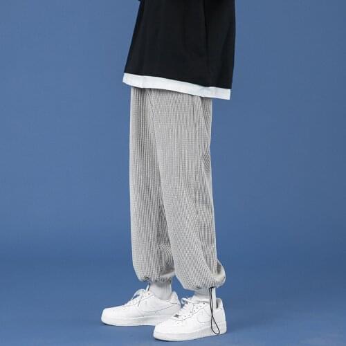 Loose Hip-Hop Straight Trousers Mens M-2Xl Wide-Leg Pants Mens Fashion Solid Color Retro Drawstring Casual Pants Men Streetwear