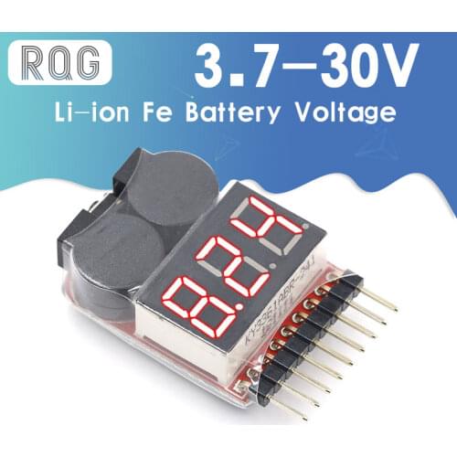 For 1-8S Lipo/Li-ion/Fe Battery Voltage 2IN1 Tester Low Voltage Buzzer Alarm