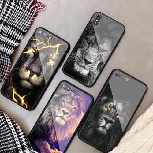Animals The lion Smart Tempered Glass Phone Case For iPhone 5 5S SE 6 6plus 7 plus 8 plus X XS XR XS Max For iPhone 11 Pro Max