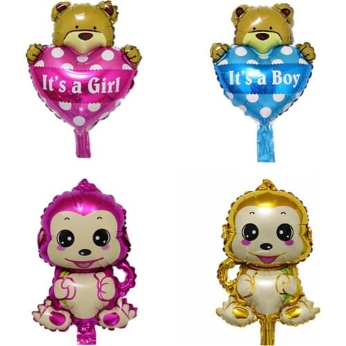 Cute Animal Colorful Aluminum Foil Balloon Monkey King Teddy Bear Inflatable Toy Ball Kids Birthday Party Holiday Gift
