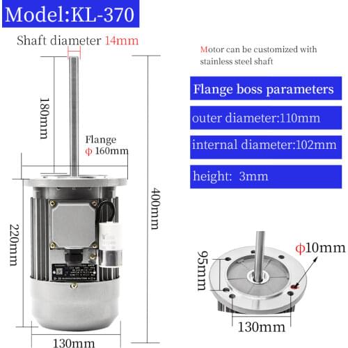 370W high temperature resistant Long shaft motor baking oven tunnel furnace boiler circulating heat extended axis motor 220V380V