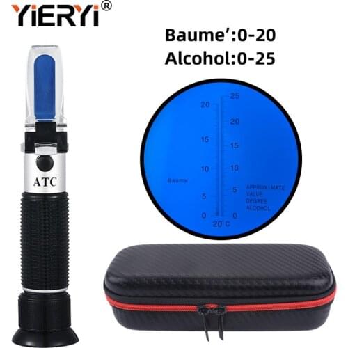 Yieryi New Handheld Refractometer 2 In 1 Wine 0-25% Alcohol 0-20 Wave Beauty Concentration Tester Tool Photometer ATC