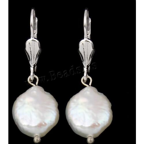 Hot Sale Freshwater Pearl Lever Back Earring White Natural Pearl Earring For Women Fashion Silver color Stud Earring Accessories