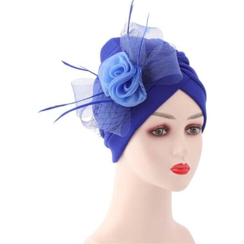 Womens Turban Cap Flower Head Wraps for Ladies Muslim Hijab Turban African India Hat Femme Turbante Mujer
