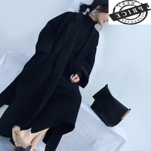 Winter Wool Coat Female Korean Double Sided No Cashmere Jacket Women X-Long Coat Belt Ladies Autumn Woolen Overcoat N16