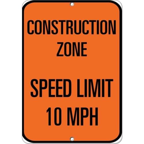 Construction Zone Speed Limit 10 Mph Traffic Poster Funny Art Decor Vintage Aluminum Retro Metal Tin Sign Painting Signs