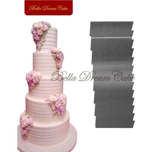 1pc Double Side Sawtooth Shape Stainless Steel Scraper Cake Spatulas Butter Cream Smoother Cake Comb Cake Decorating Tool