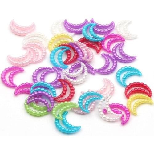 100pcs Mixed Moon Square Pearl Decoration Crafts Flatback Cabochon Scrapbooking Embellishments Kawaii Diy Accessories