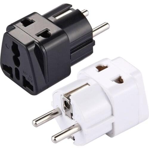 2 IN 1 - EU Schuko Israeli German French Korea Electrical Plug Adapter AC100~250V 16A White Color